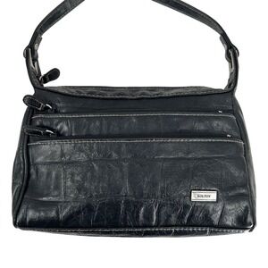 Vintage‎ Koltov Crossbody Bag CrocTextured Purse Black Medium Organizer